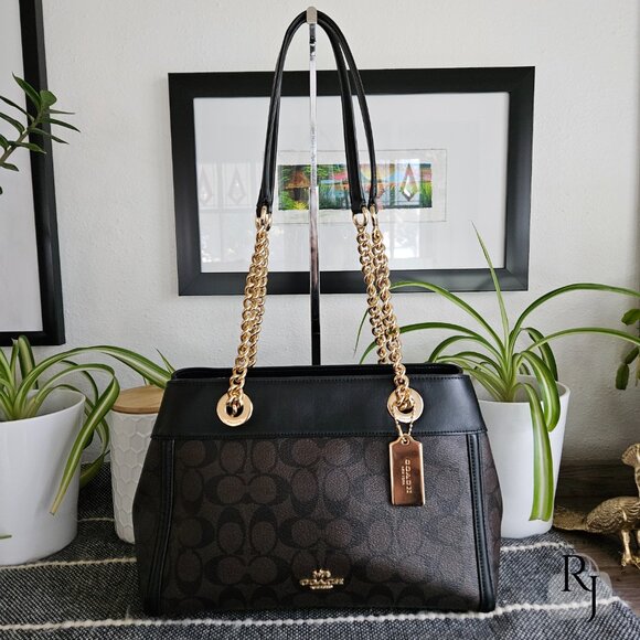 Coach F39711 Brooke Carryall Chain Shoulder Bag – Signature C Black/Brown - Picture 2 of 13
